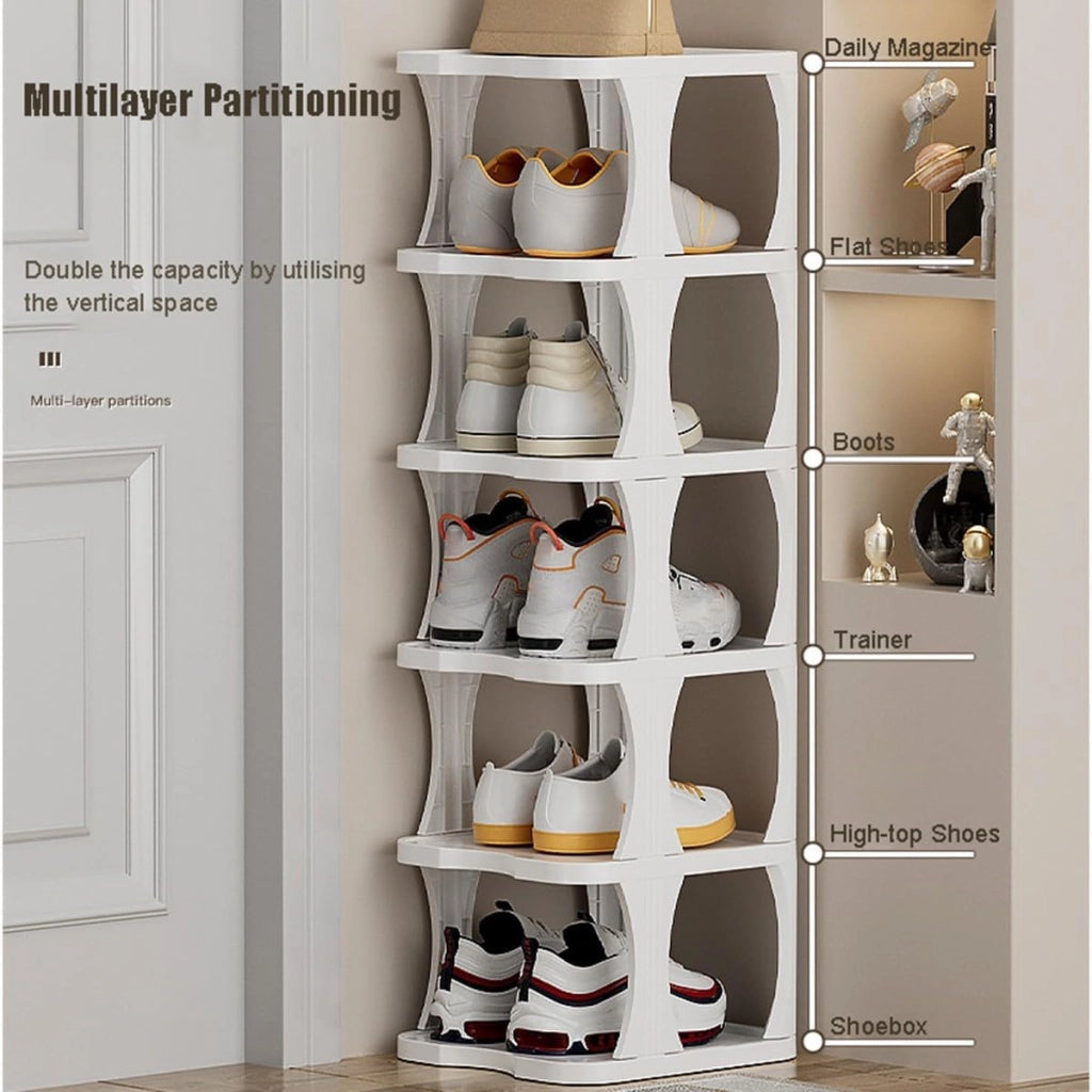 scarpiera Scarpiera impilabile, scarpiera Stretta Scaffali Verticali in plastica per Scarpe, Organizer impilabile per Scarpe per Porta d'ingresso del corridoio, giunzioni a piacimento