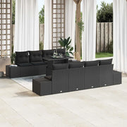 Set Divano da Giardino con cuscino con archiviazione 9 pcs Nero