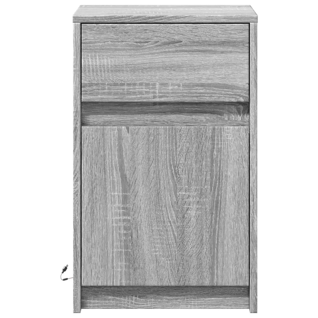 Comodini con Luci LED 2pz Grigio Sonoma in Legno Multistrato