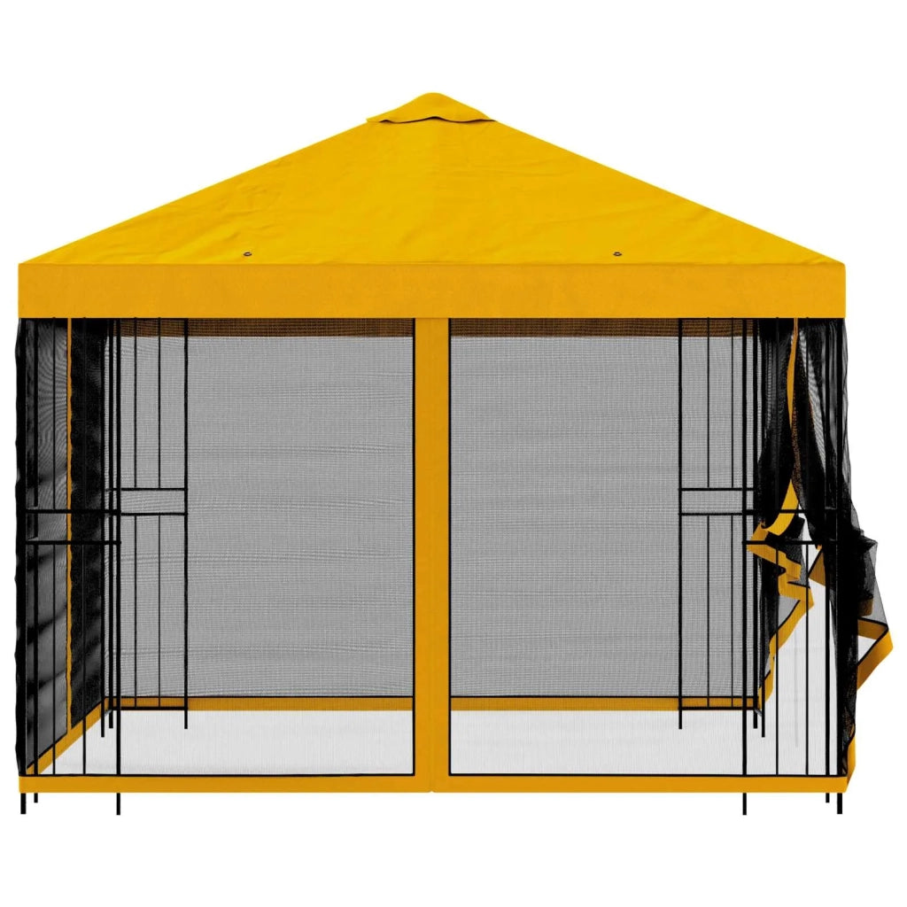 Gazebo | Pergolato da giardino con pareti laterali 3 x 3 m Giallo