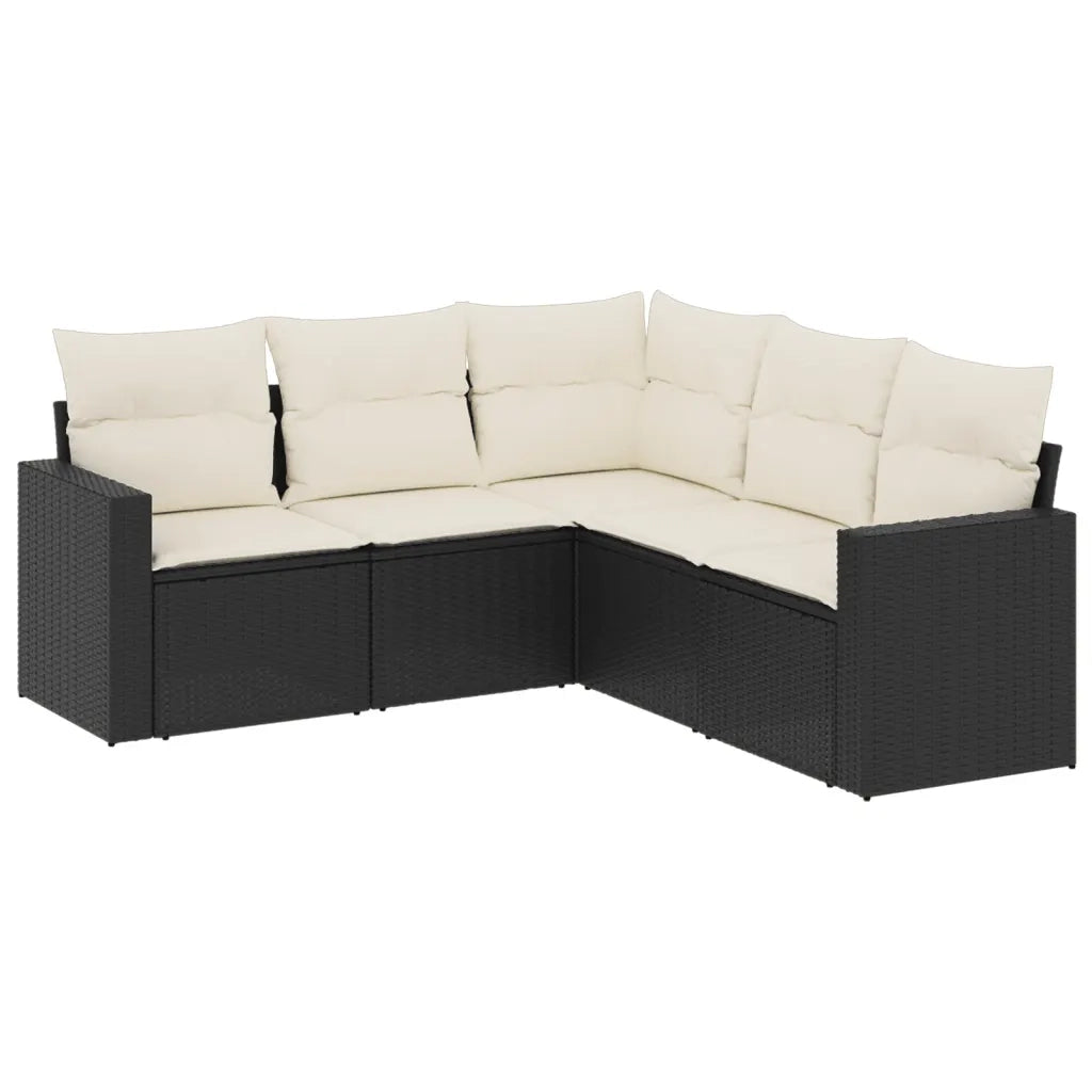 Set Divani da Giardino 5 pz con Cuscini in Polyrattan Nero 3251283