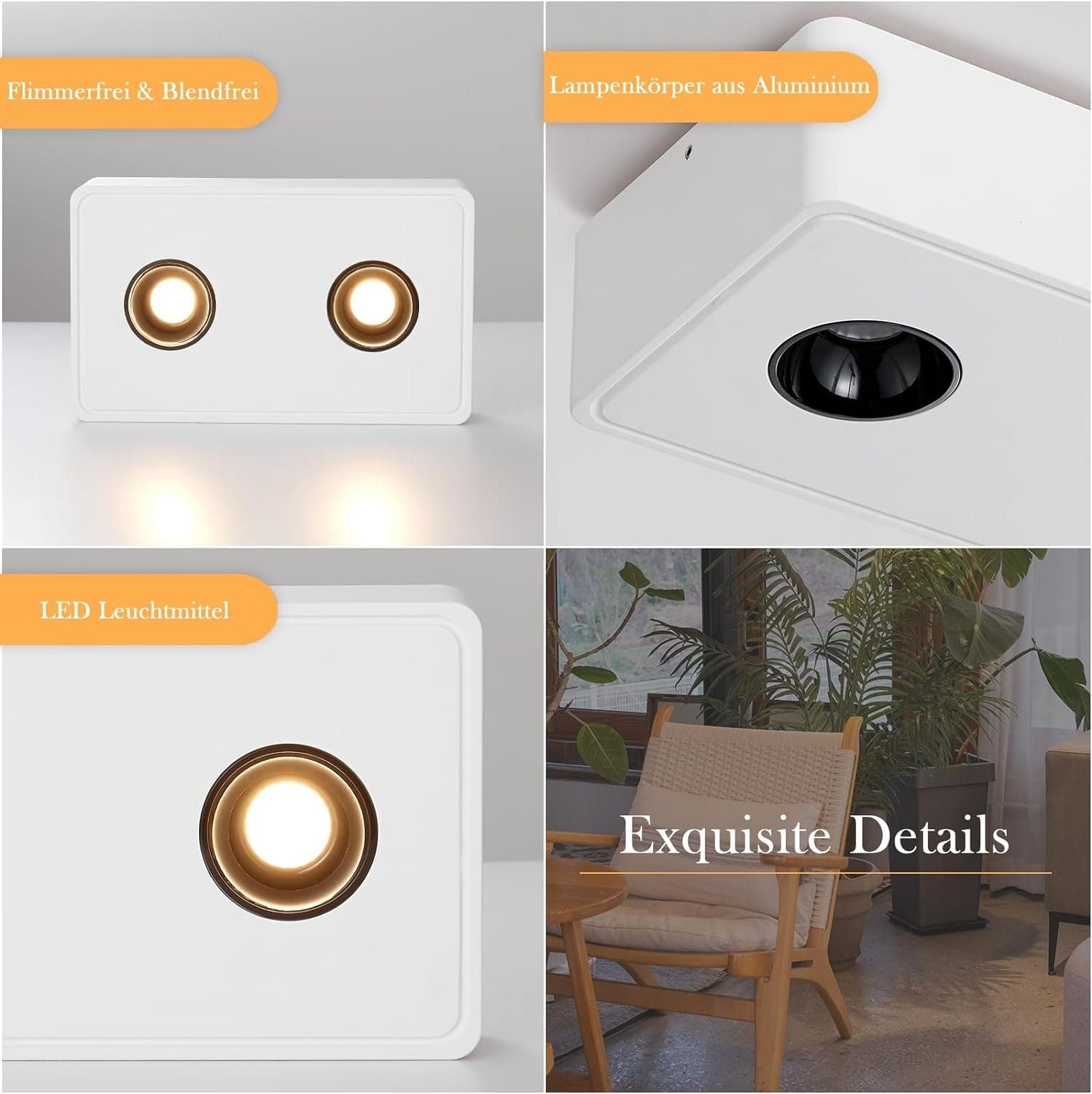 ZMH Faretto da soffitto LED da superficie 2 fiamme 11W