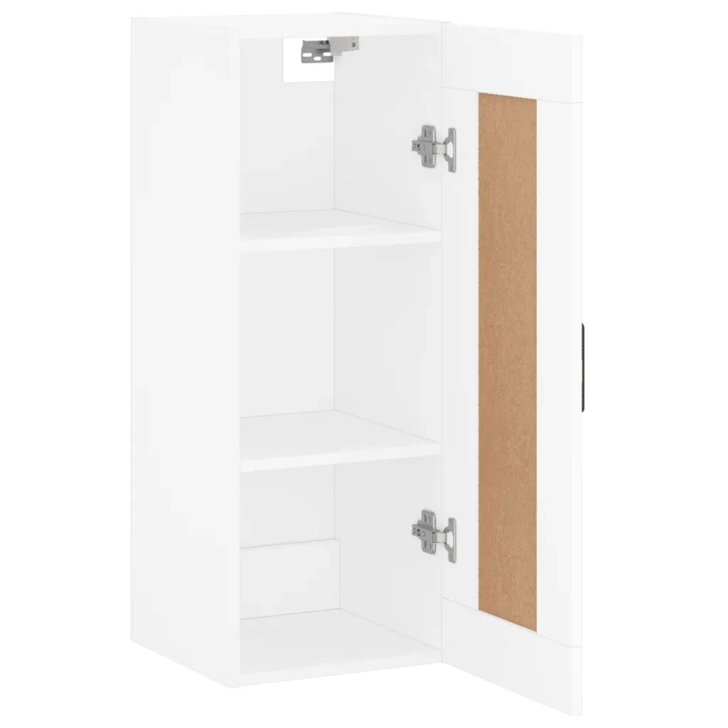 Elegante pensile di design con vano contenitore 34,5 x 34 x 90 cm realizzato in legno composito bianco 02_0048952