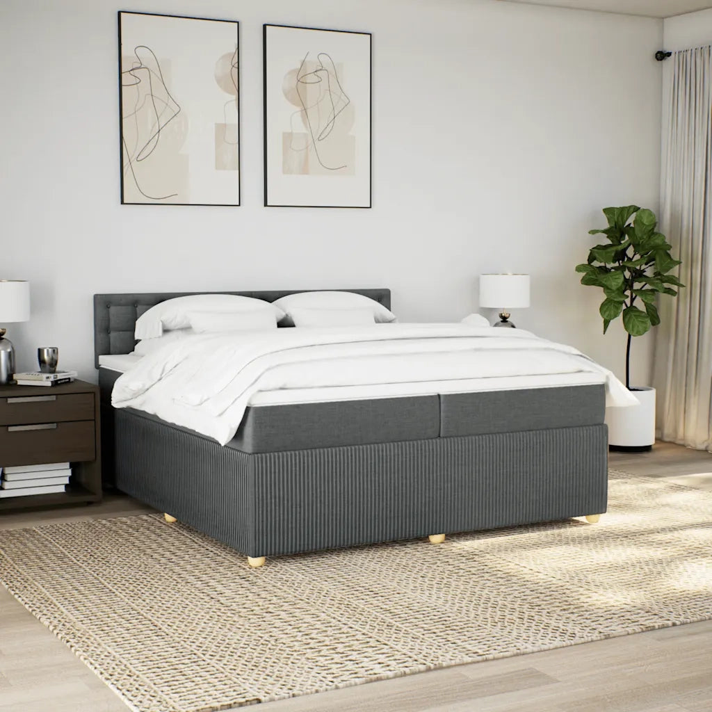 Giroletto a Molle con Materasso Grigio Scuro 200x200 cm Tessuto 3287578