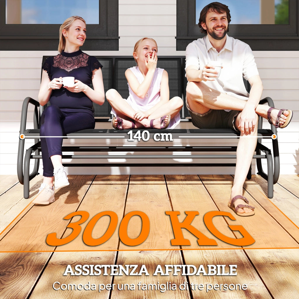 Panchina a Dondolo 3 Posti per Giardino ¨C Minimal ¨C Grigio 147x70x85