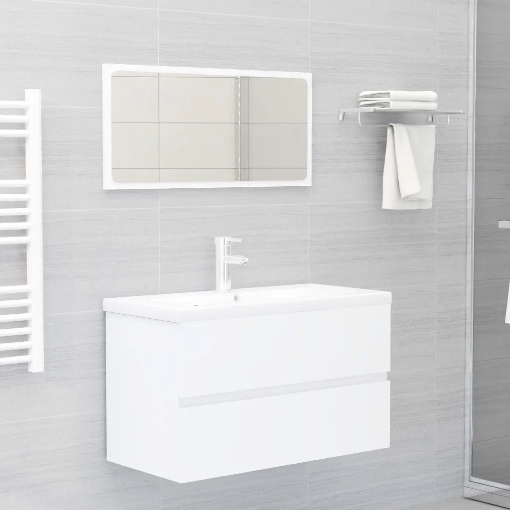 Mobile con Lavabo Integrato Bianco in Legno Multistrato 3071549