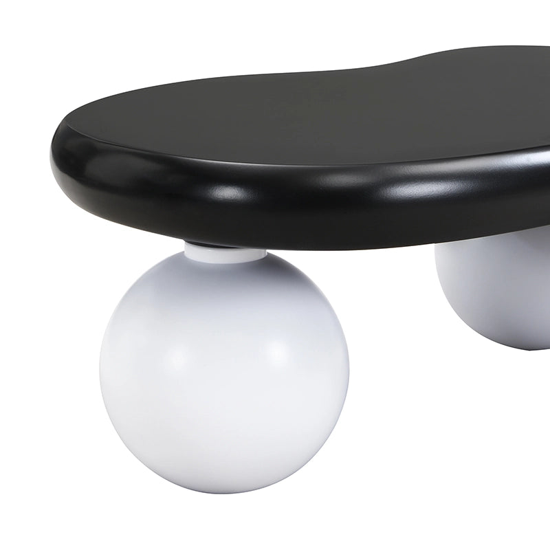 Tavolino da caffè 95x62.5x32 cm; luci LED a 16 colori; angoli arrotondati; MDF; nero e bianco