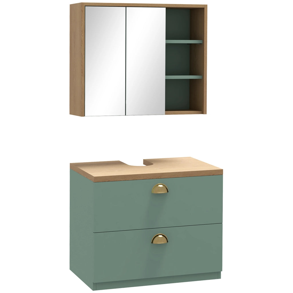 Mobile bagno con ante e cassetti ¨C Zephmum ¨C Verde, legno, 60x30x30