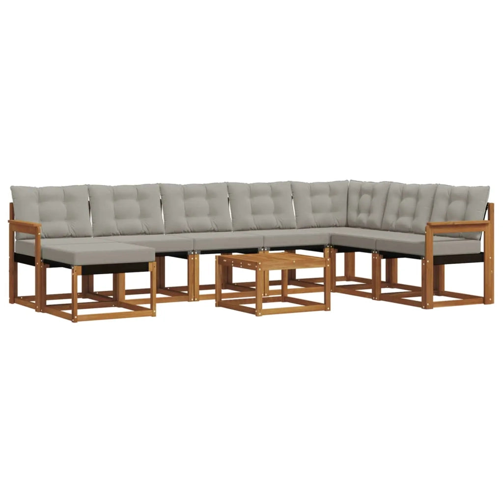 Set di divani da esterno 9 pcs Grigio Naturale e Chiaro 3368970