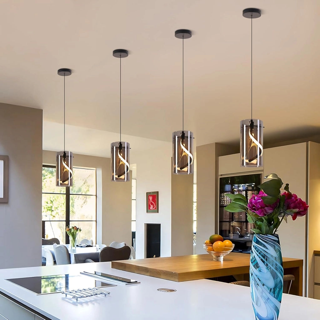 Lampada a sospensione ZMH LED nera 8w 3000k altezza regolabile per soggiorno cucina