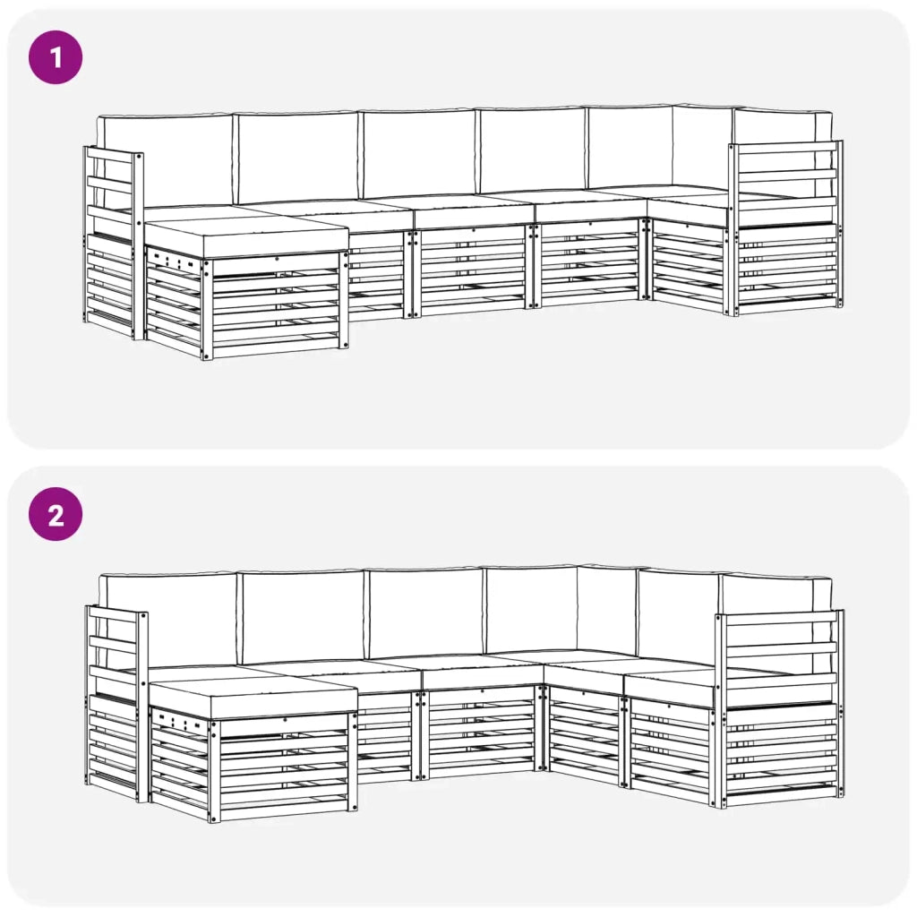 Set di divani da esterno 7 pcs Bianco e Beige