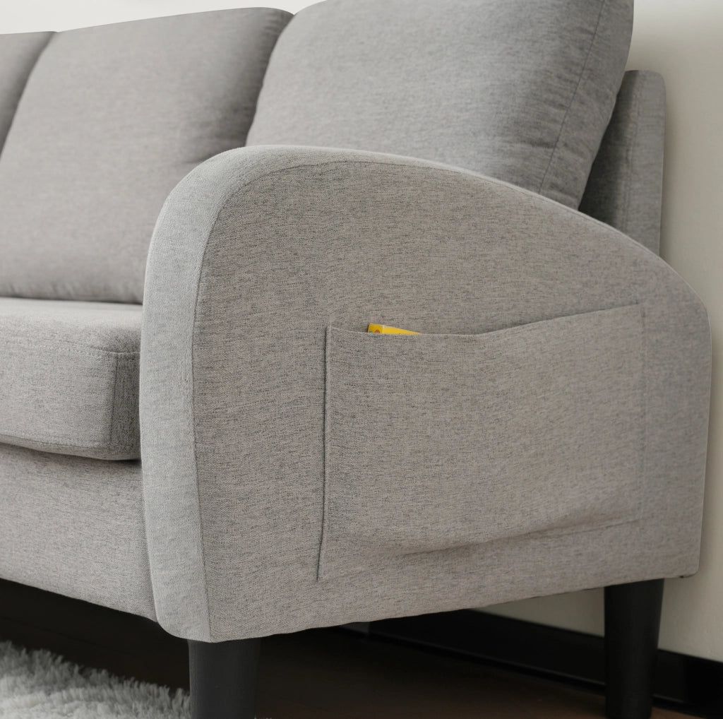 Divano angolare 166x118x77 cm con chaise longue modulare 3 posti grigio