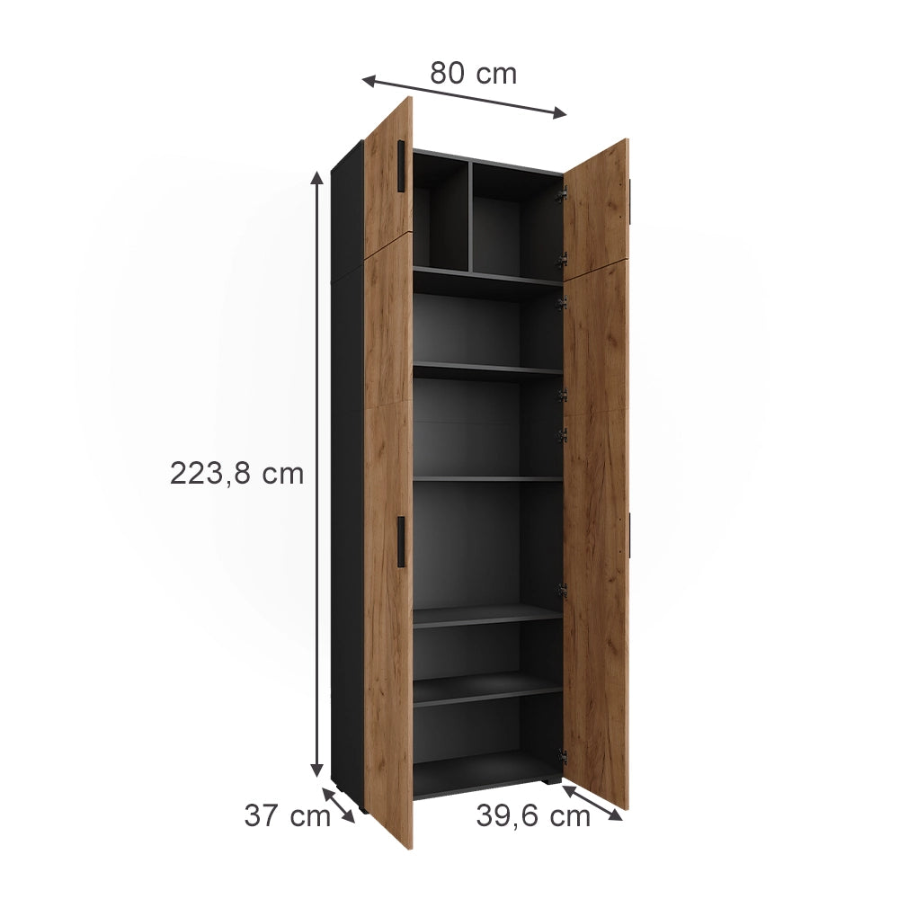 Vicco Scaffale per file Antracite/quercia dorata 80 x 223.8 cm con attacco per mobile