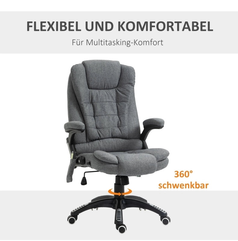 Poltrona da ufficio ergonomica con massaggio e riscaldamento grigio scuro
