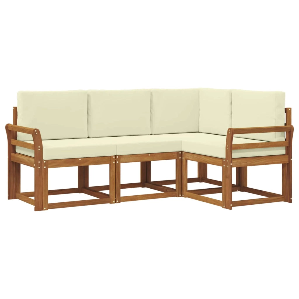 Set di divani da esterno con cuscino 4 pcs Naturale e Crema
