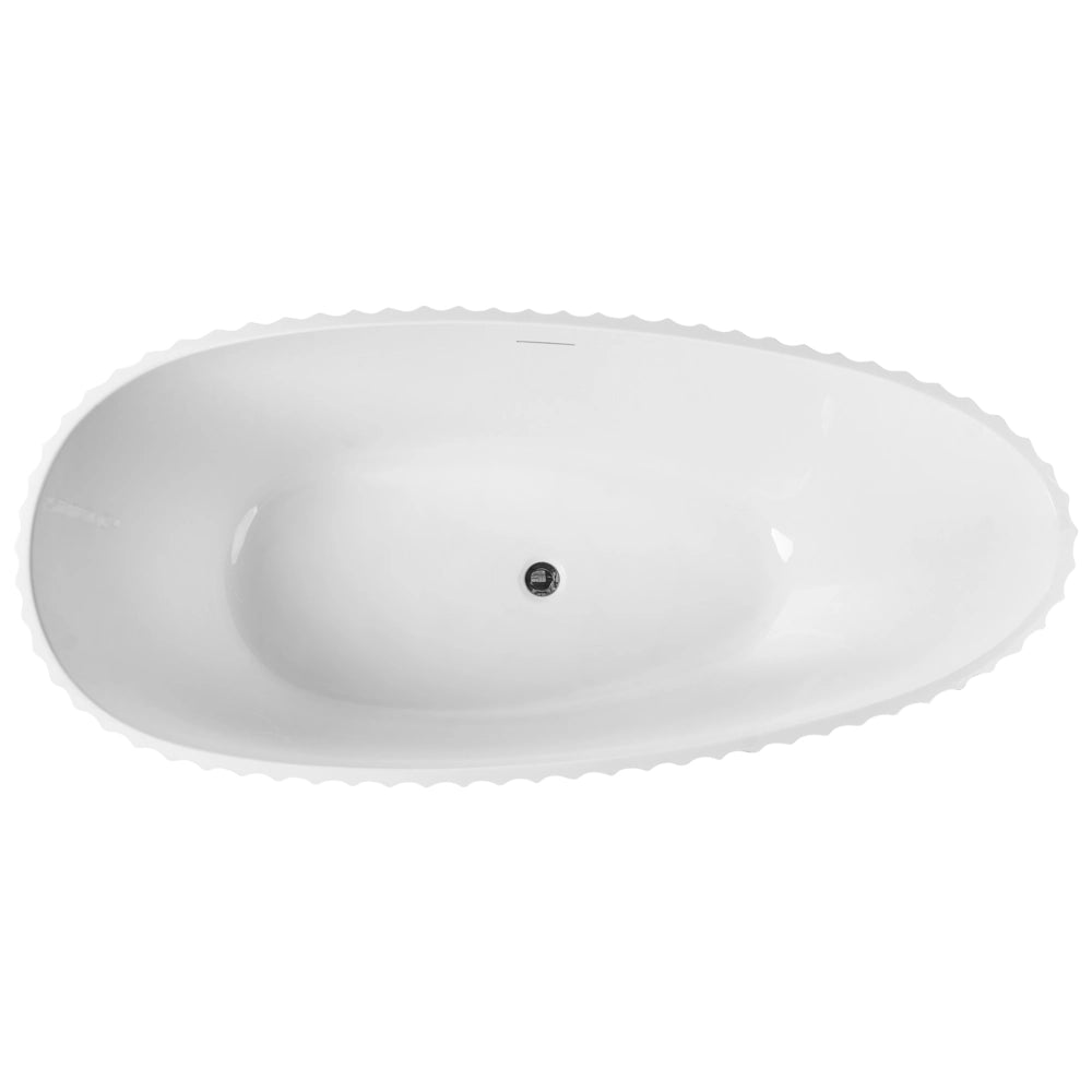 Vasca da bagno ovale moderna freestanding 170 x 78 cm in acrilico finitura scanalata nero lucido da bagno TEFE