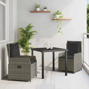 Set da Pranzo per Giardino 3 pcs Grigio polyrattan 3380953
