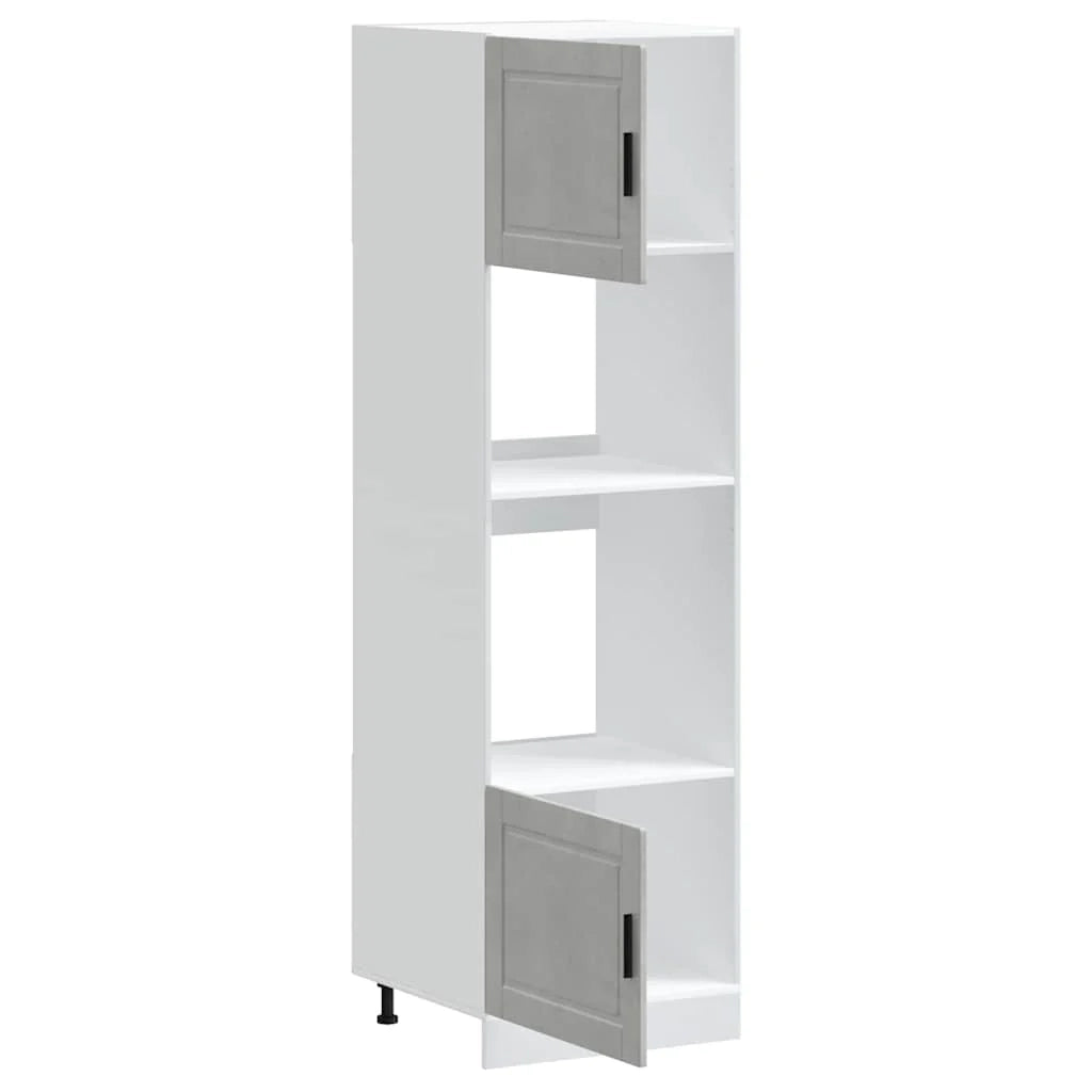 Set di 2 mobili da forno classici 60 x 57 x 207 cm con piedini regolabili design salvaspazio in legno ingegnerizzato grigio cemento 02_0055720
