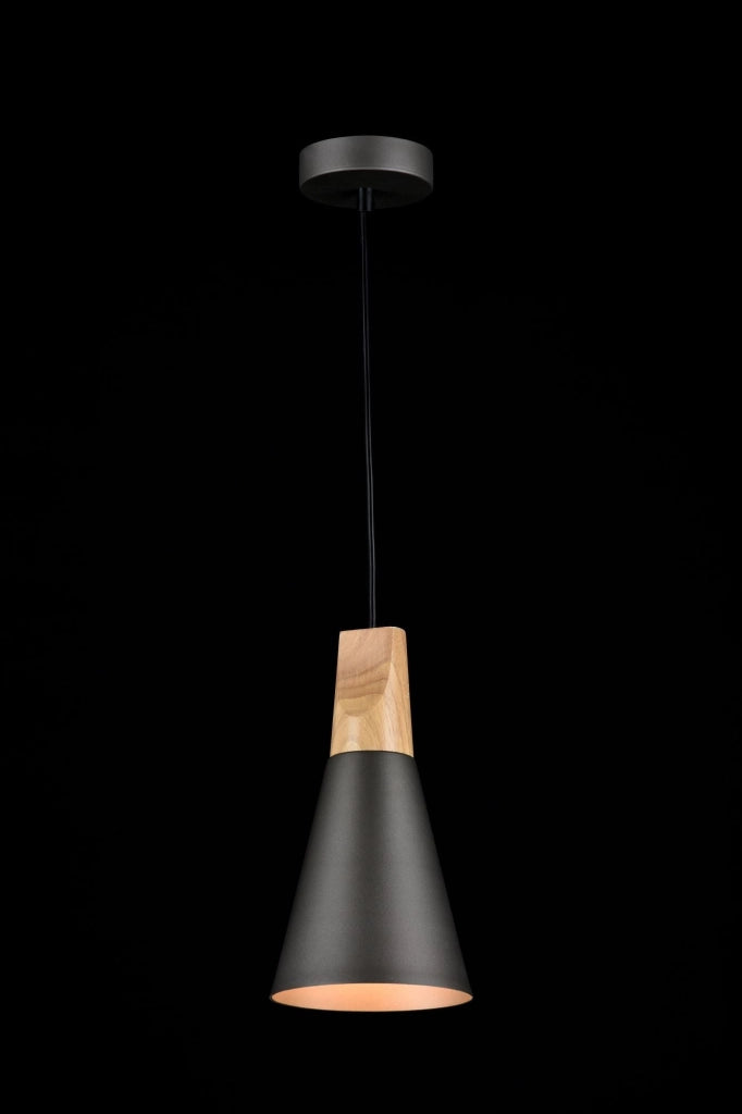 Lampada pendente Pendant in Metallo e Legno Bicones Grigio