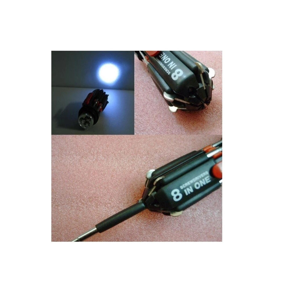 Trade Shop - Giravite Cacciavite 8in1 A 6 Led Multifunzione Torcia Multiuso Luci Cacciaviti -