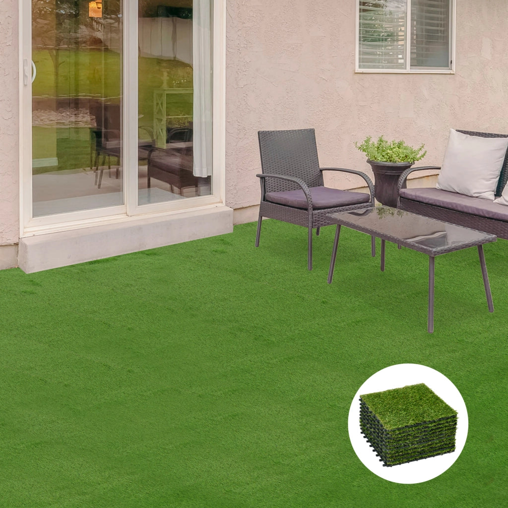 Erba sintetica modulare 10 pezzi 30 x 30 cm verde scuro, drenante e resistente ai raggi UV