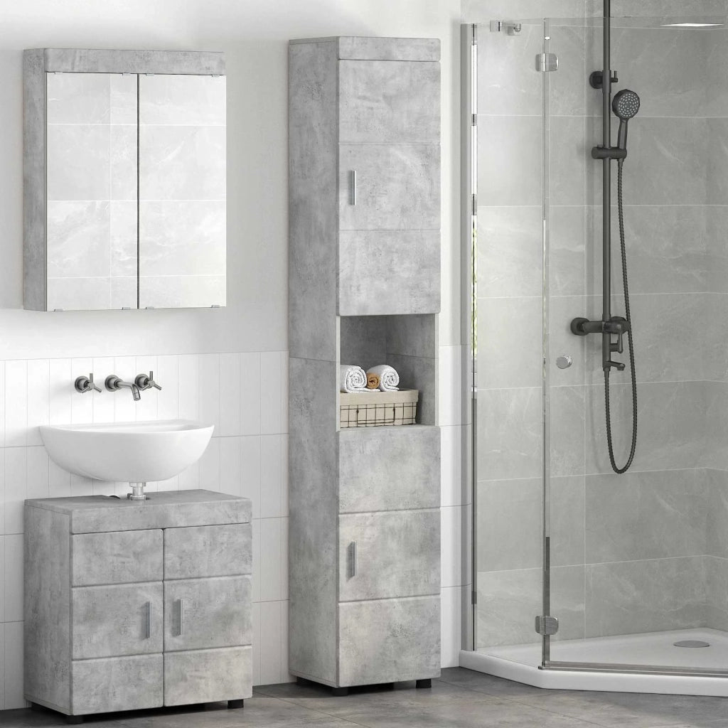 Set di Armadi da Bagno TULUM Grigio cemento 37 x 31,5 x 203 cm