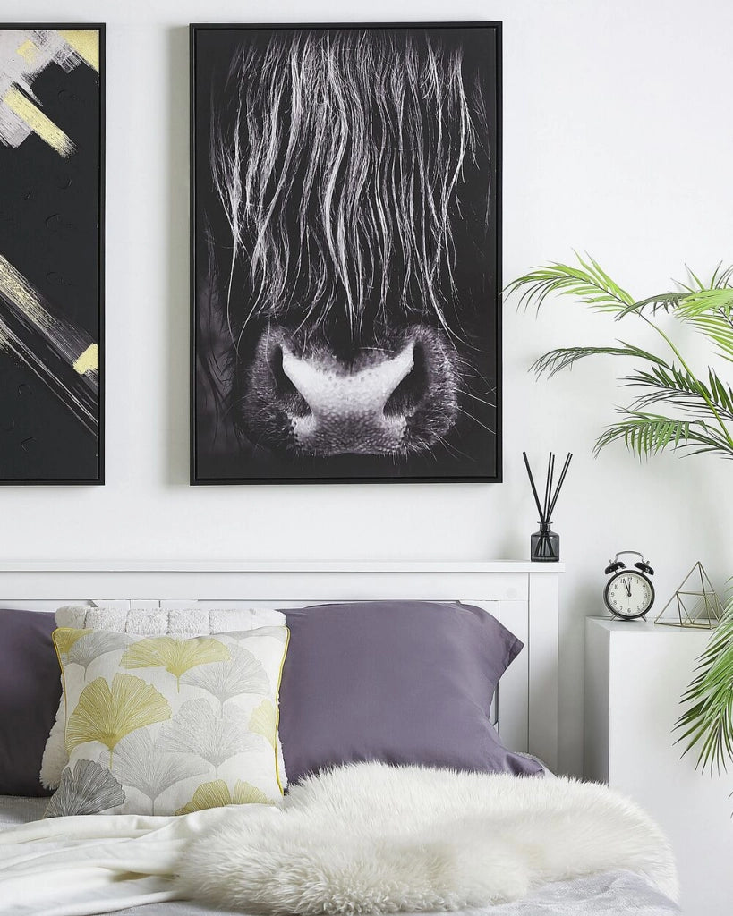 Stampa artistica su tela nera 93 x 63 cm Cornice in poliestere e MDF di toro moderna