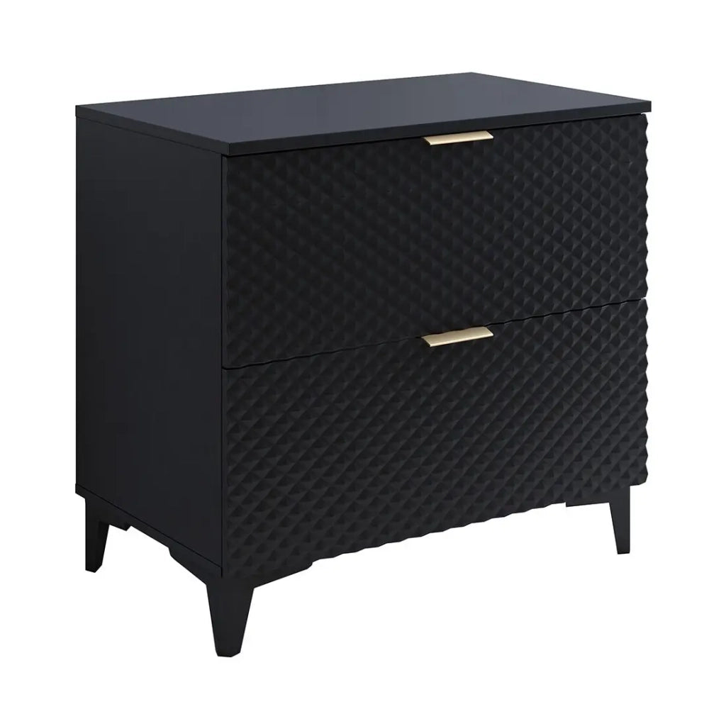 Mobile sottolavabo da bagno 80cm con 2 cassetti collezione CHIC color nero e dorato