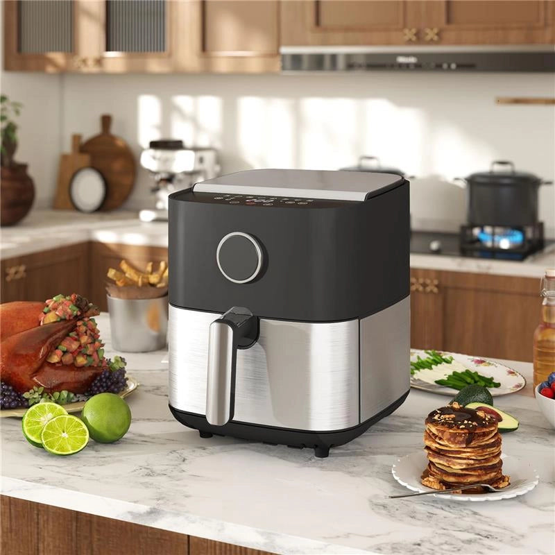 FRIGGITRICE AD ARIA DA 8L, AIR FRYER 1700W CON 8 PROGRAMMI E CIRCOLAZIONE ARIA CALDA A 360¦, DISPLAY LED, NERO
