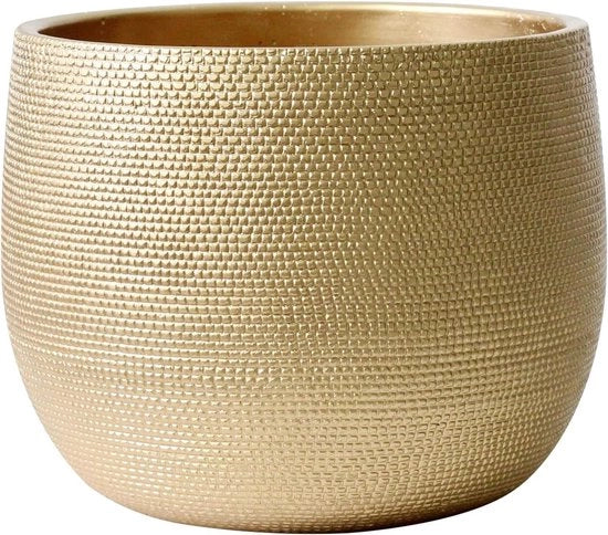 Vaso Ceramico per Piante Grande 25cm Giallo Oro - Piantine per Interno e Esterno Arredamento Esterno e Interno Decorazione di Casa - Design di Lusso