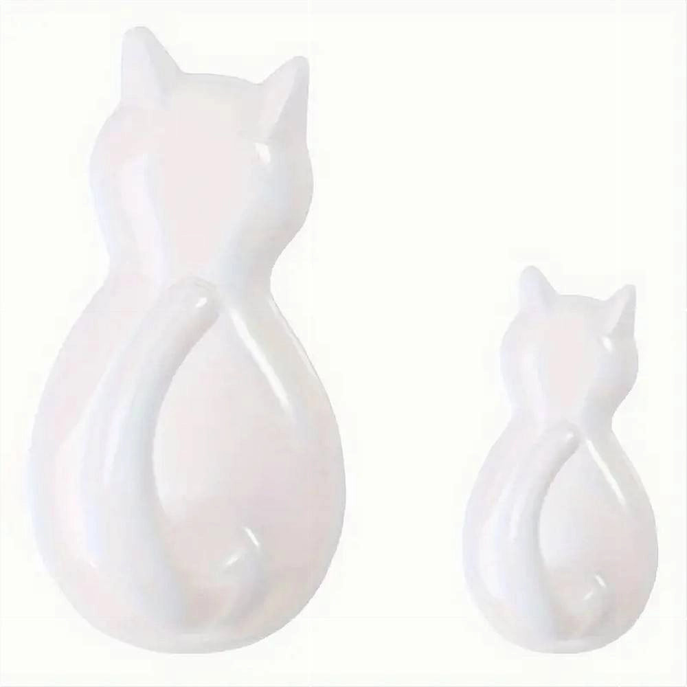 Trade Shop - Set 6 Pz Ganci Adesivi A Forma Di Gatto Bianchi Per Cucina Bagno Da Parete 79347 -