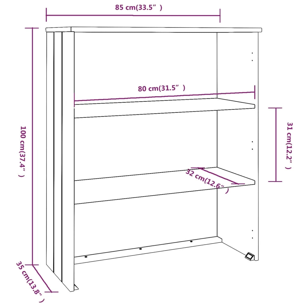 Piano Credenza HAMAR ambra 85x35x100 cm Legno Massello di Pino 340508