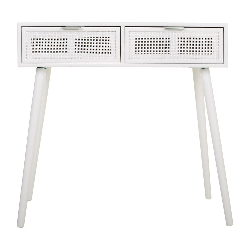 Mobile da ingresso in legno bianco e rete 80x42x79h