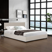 Letto Contenitore Juva con Apertura a Ribalta Letto Francese 140x200 cm Velluto a Coste Beige Corium