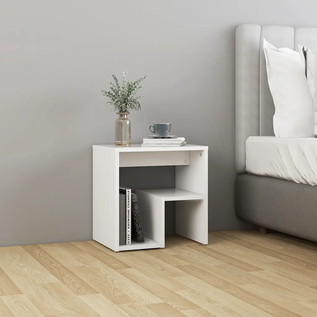 Set di 2 Comodini | Armadio da Notte | Mobiletto da notte Bianchi 40x30x40 cm in Legno Multistrato
