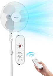 Ventilatore a stantuffo con telecomando - diametro 40 cm - 3 velocità - timer 7 ore - oscillazione a 90 gradi - regolabile in altezza 110-130 cm