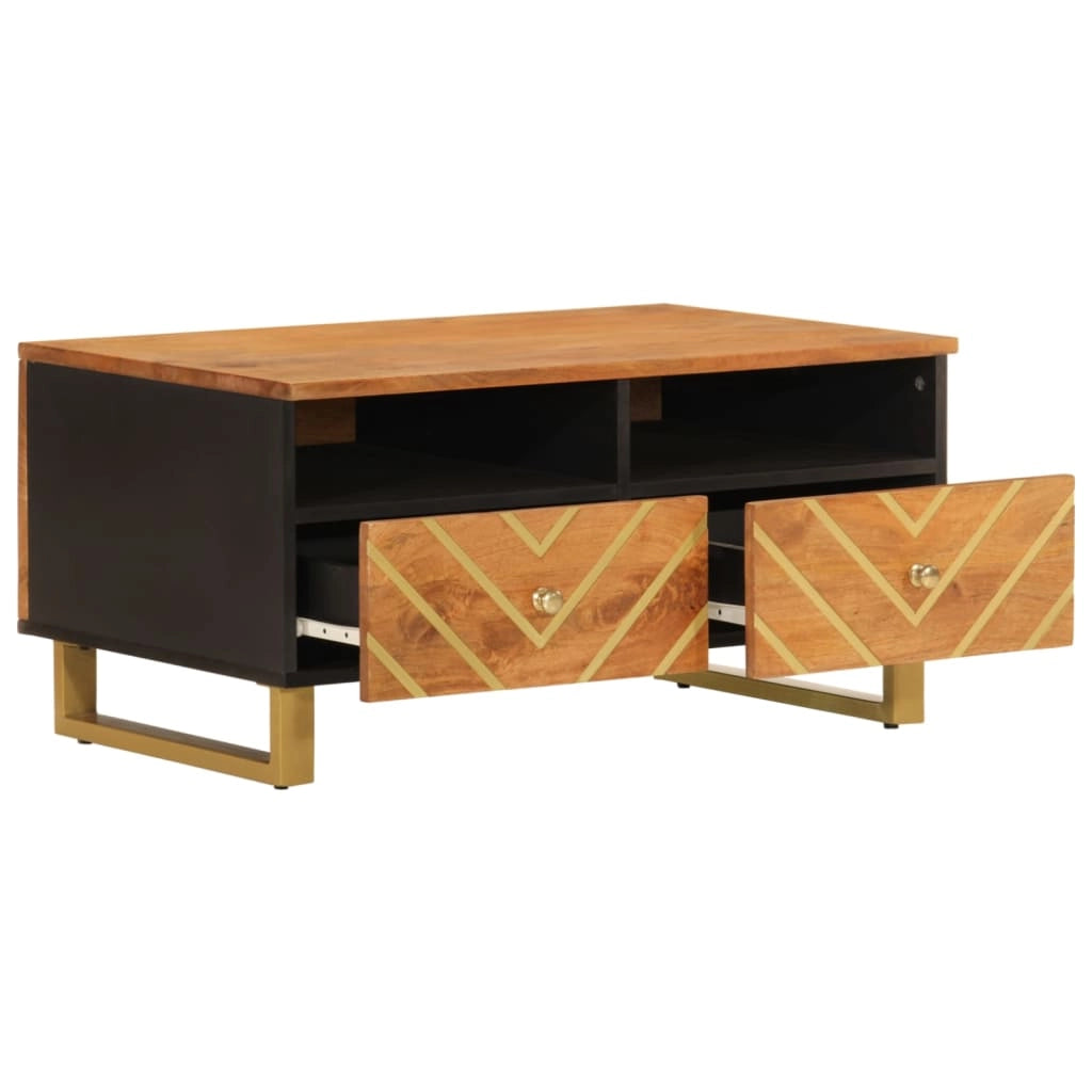 Tavolino da Salotto Marrone e Nero 80x54x40 cm Legno di Mangocod mxl 126668