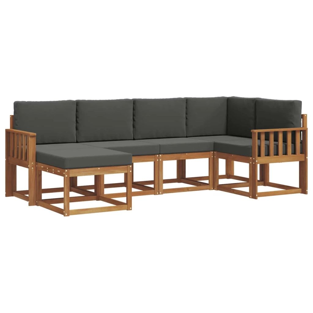 Set di divani da esterno con cuscino 6 pcs Naturale e Antracite