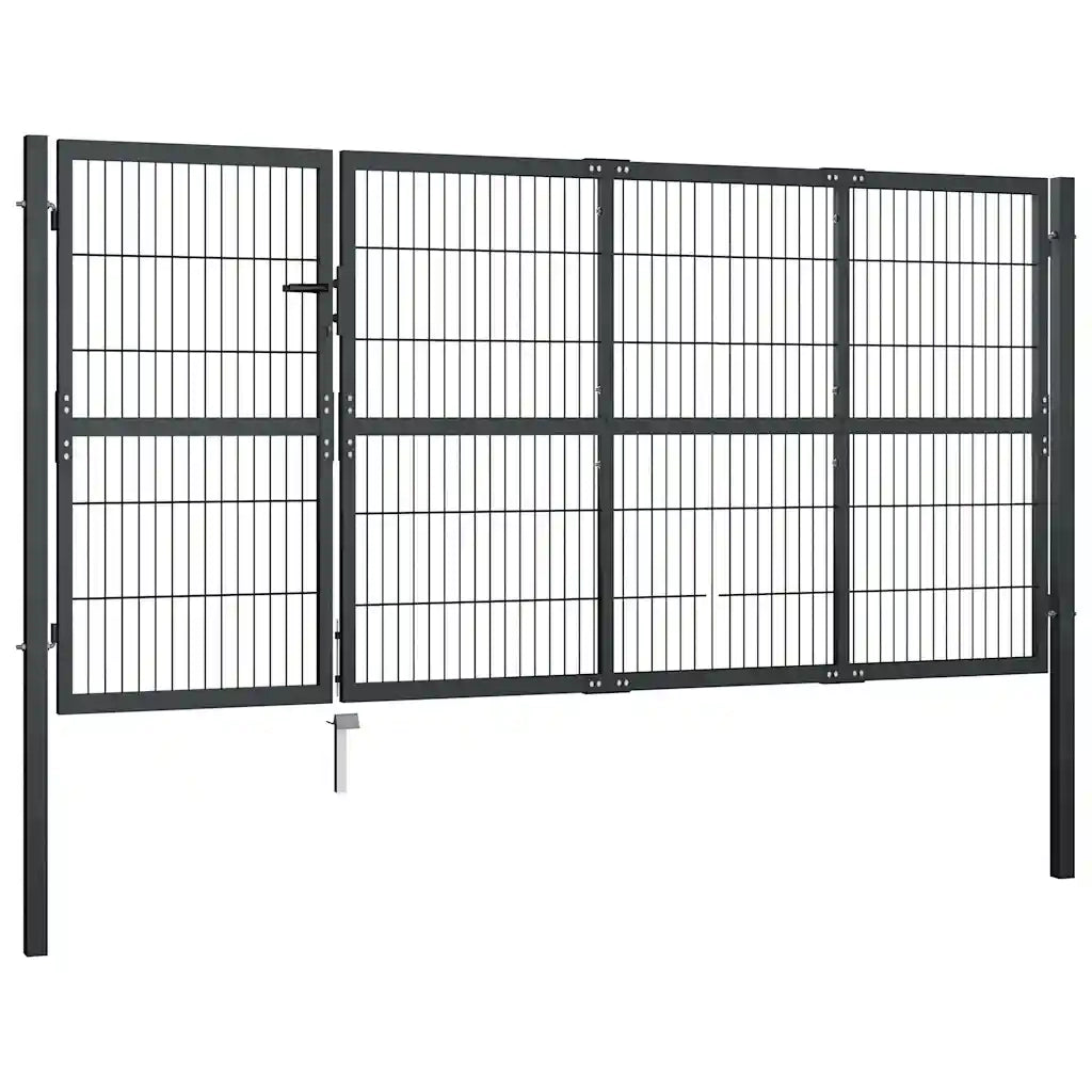 Cancello da Giardino con Pali in Acciaio 350x120 cm Antracite 144400