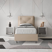 Letto singolo senza rete imbottito 80x200 similpelle tortora Appia