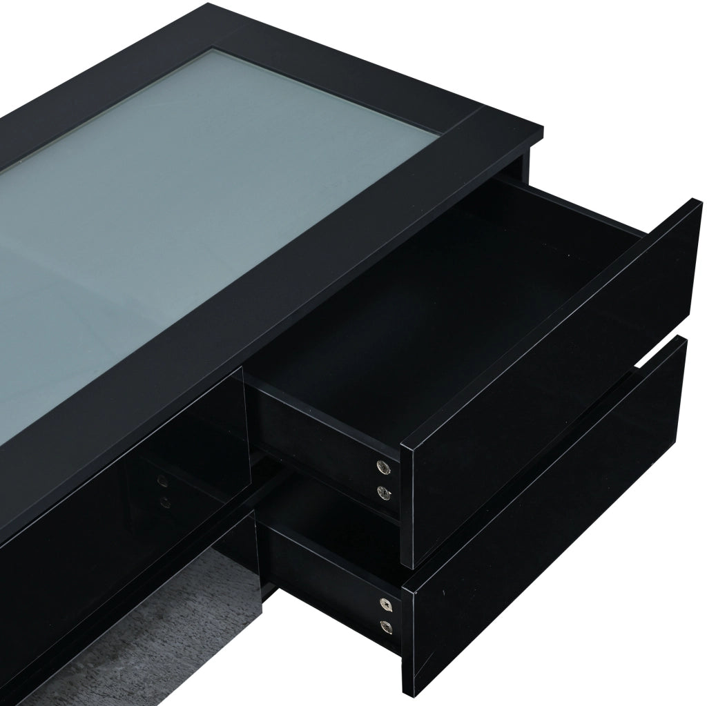 Tavolino da caffè con 4 cassetti e LED 100x50x40 cm in truciolare nero