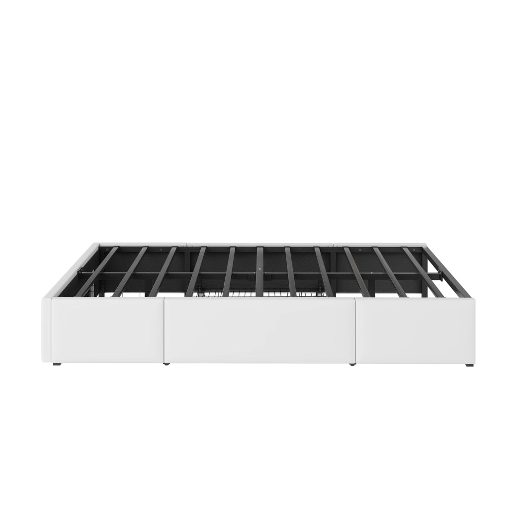 LETTO 90x200 cm senza testiera con cassetti, LED, PU bianco