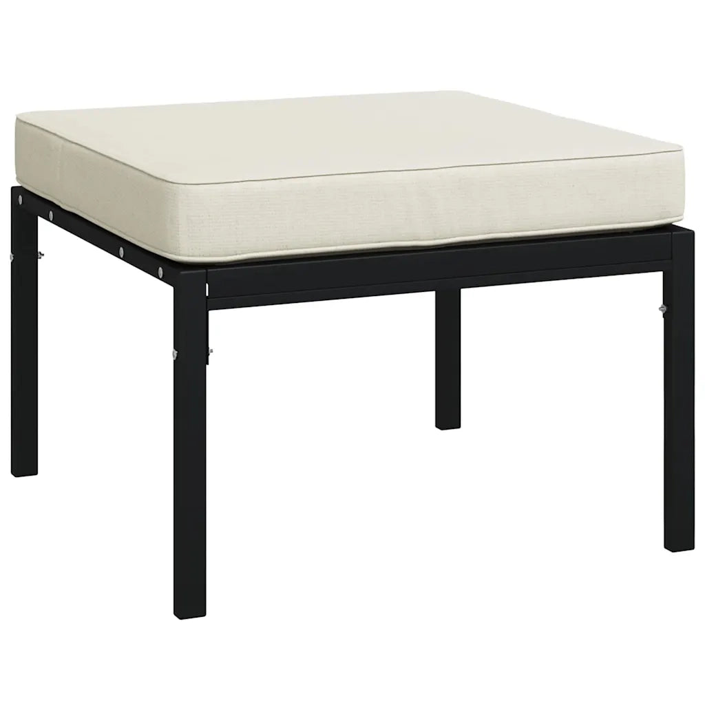 Sedia da giardino-Poggiapiedi Giardino con Cuscini Sabbia 2pz 60x60x35 cm Acciaio