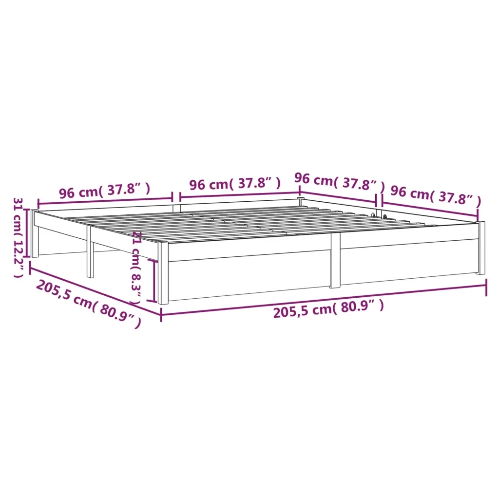Giroletto senza Materaso Ambra in Legno Massello 200x200 cm