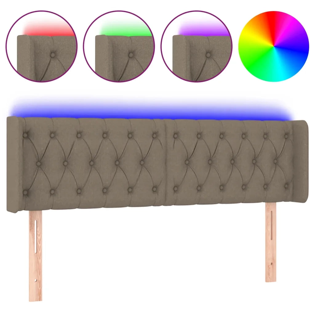 Testiera | Testata a LED Tortora 147x16x78/88 cm in Tessuto