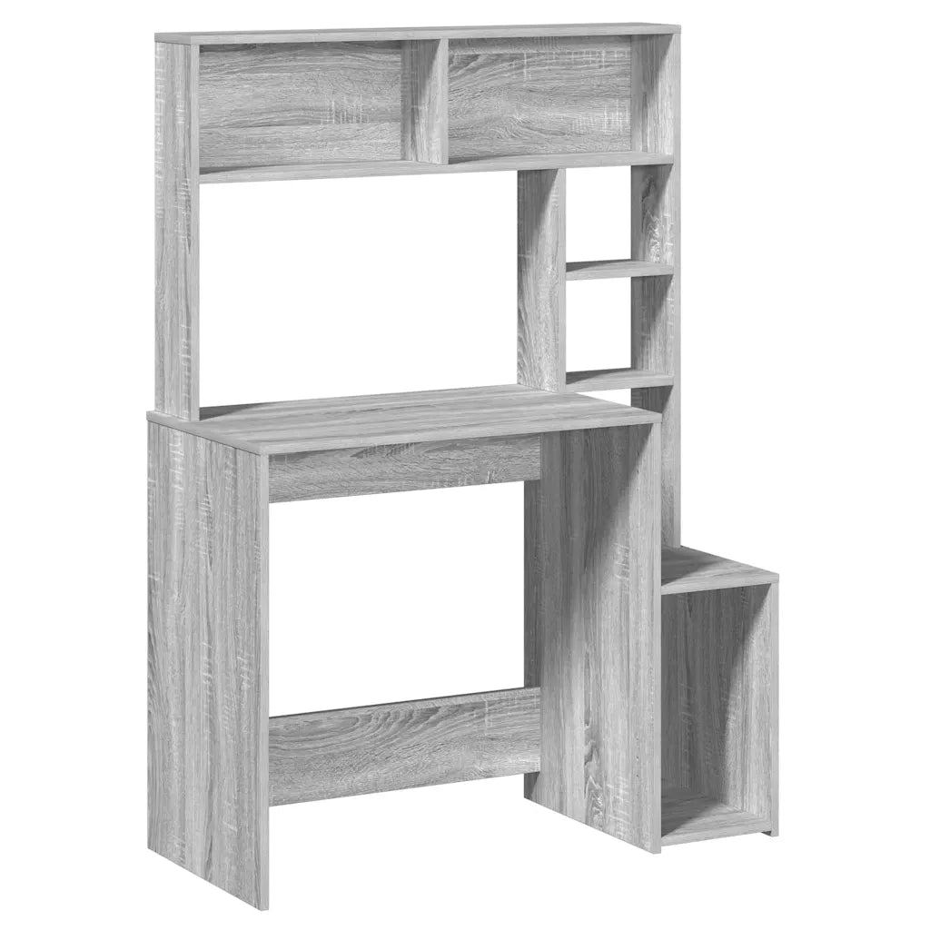 vidaXL Scrivania Mensole Grigio Sonoma 100x45x140 cm Legno Multistrato