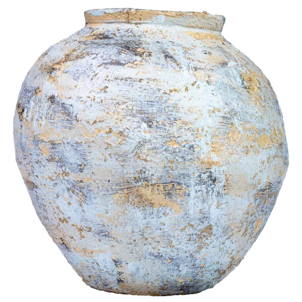Vaso in cartapesta invecchiato bianco 24x24x23h cm