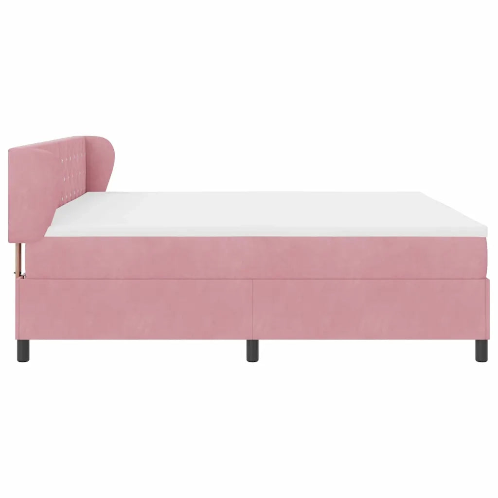 Letto a molle con testiera Rosa 200 x 200 cm Velluto 3340357