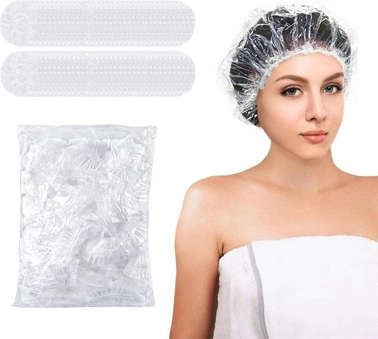 100 pezzi di cappuccio doccia in plastica - Protezione orecchio acquatica - Cappucci doccia trasparenti e densi