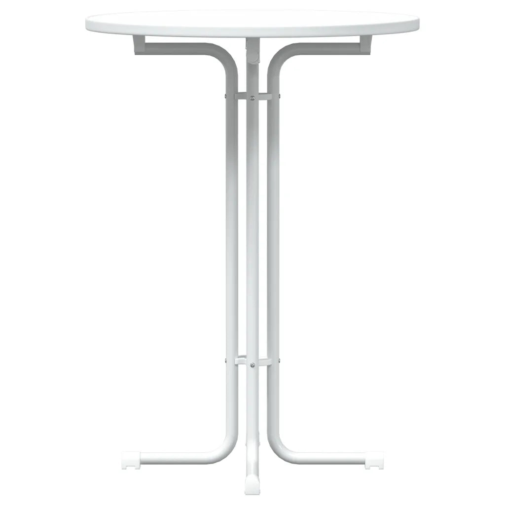 Tavolo da Pranzo Bianco Ã˜80x110 cm Legno Multistrato e Acciaio